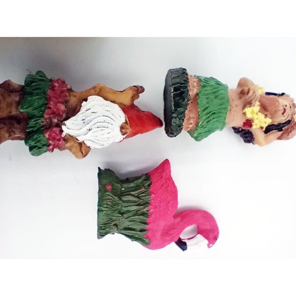 Fairy Garden Gnome Tiki Bar Hula Dancer Flamingos Ukulele Palm Tree 7 Piece Set - Picture 13 of 14